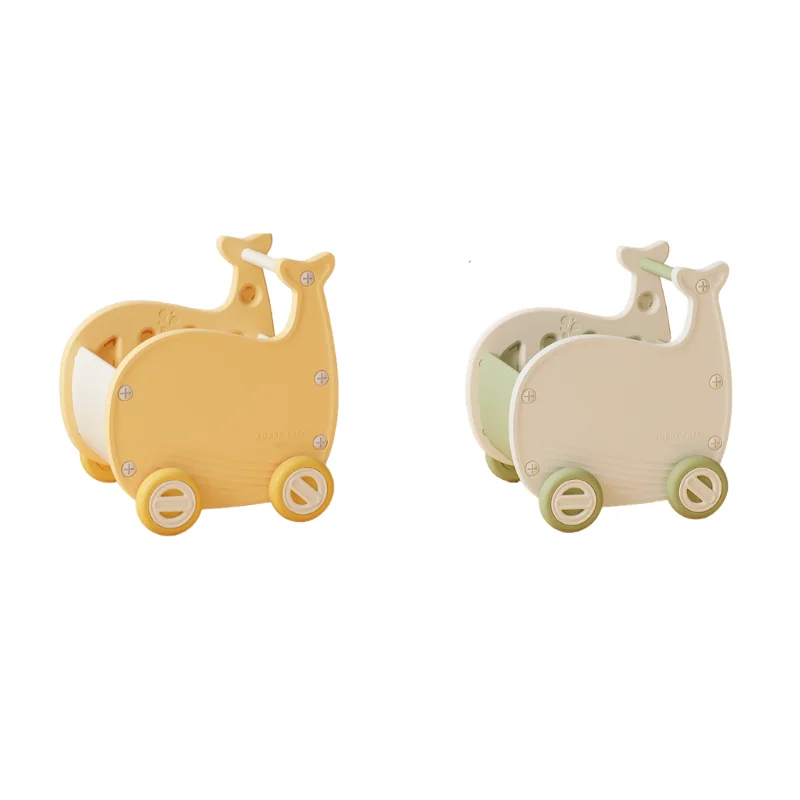 Kid Plastic Toy Walk Wagon Toddler Toll Trolley Baby Push Walker With Wheels Handle