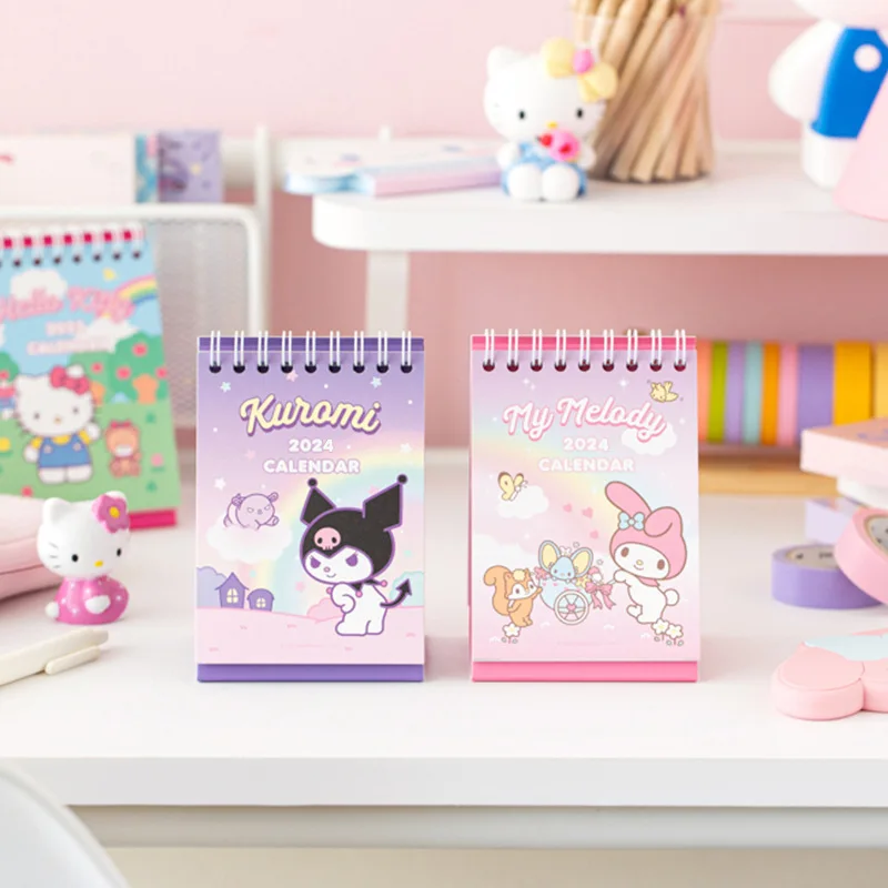 2024 Kawaii Sanrio календарь мультяшный Настольный орнамент аниме милое расписание мини-подставка ежедневный органайзер для ежегодной повестки дня