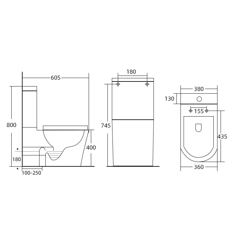Watermark Inodoro Fashion Rimless Washdown Ceramic Water Closet Commode Two-piece Round Toilet