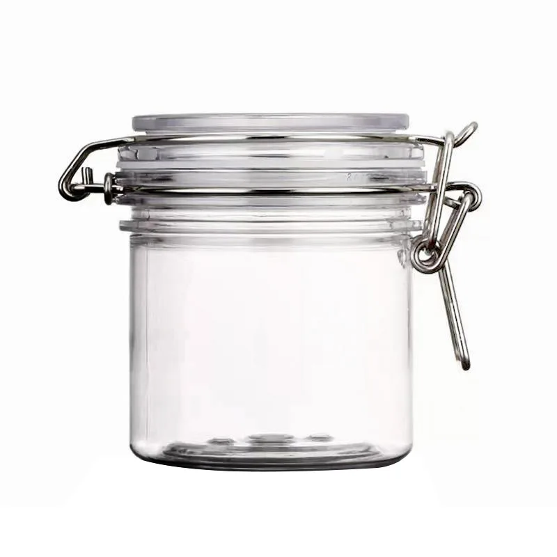 High Quality Classic Design Glass Storage Tank Snap-on Cover Jam Honey Candy Tea Coffee Cereal Grains Spice Jar Storage Kitchen