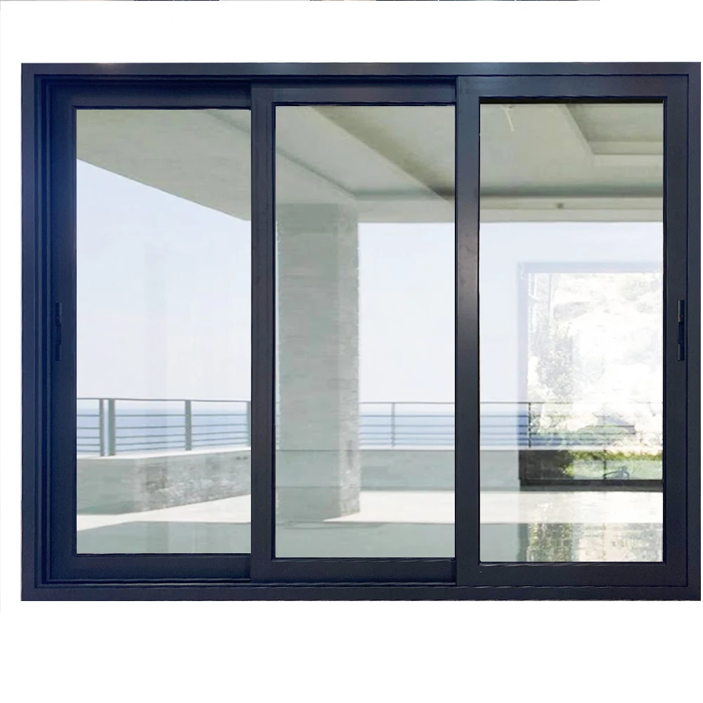 Stacking doors aluminium frame double glazed 3 panels sliding door exterior doors