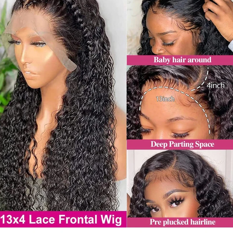deep wave 2023 180% density Brazilian Hair Virgin Human Hair Full Lace Wigs 28 inch lace front wig 13x4 curly