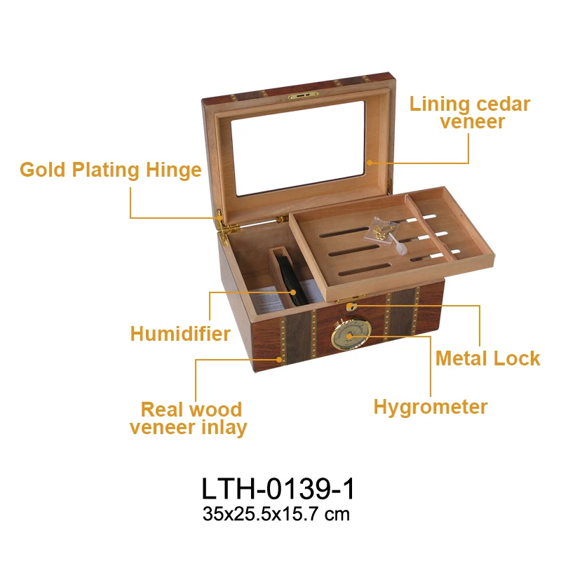 100CT Cedar cigar humidor cigar box  wooden cigar case with Humidifier Hygrometer
