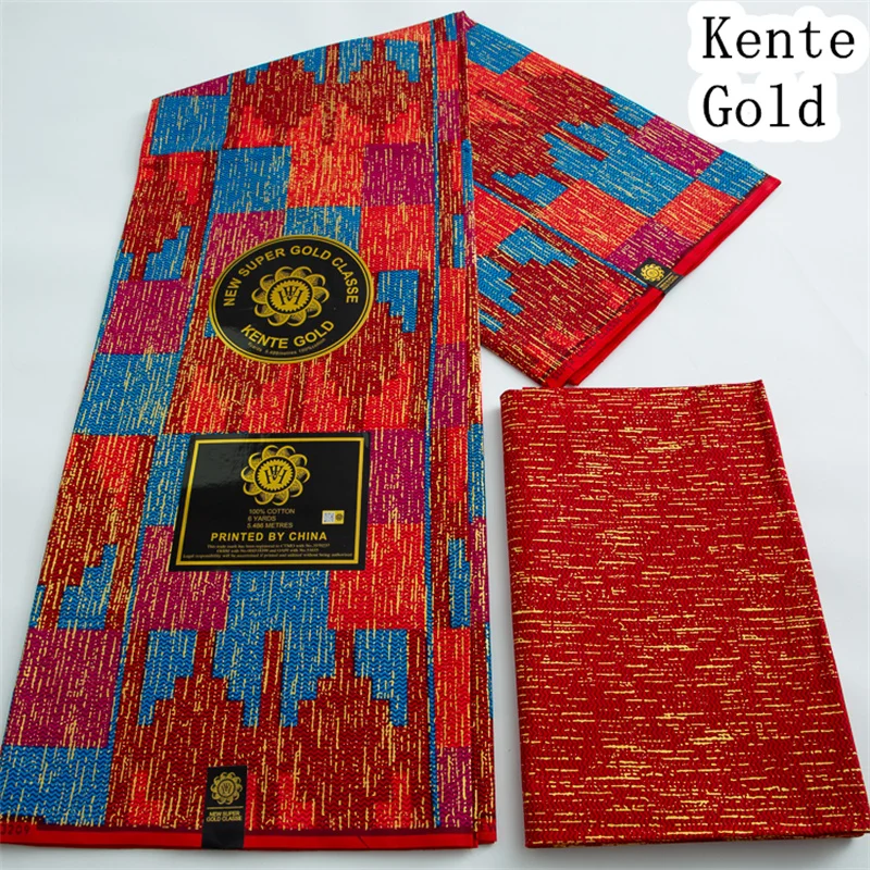 Производство, Новое поступление, 2 + 4 Ярда, хлопчатобумажная ткань Kente, Золотая 100%, африканские ткани, ткань из анкарского золотого воска, африканская набедренная повязка