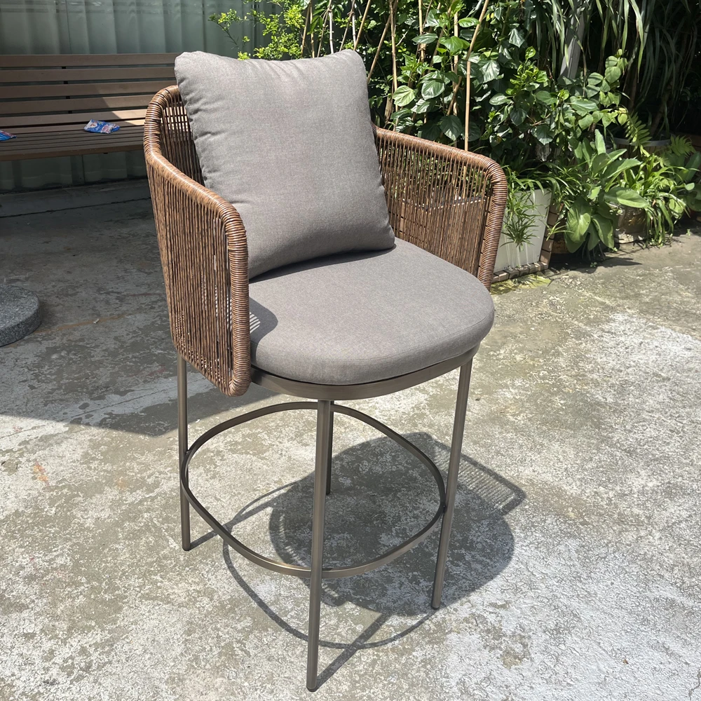 Modern Design Outdoor Aluminum Chair Aluminum and Rattan Bar Chair with cushions