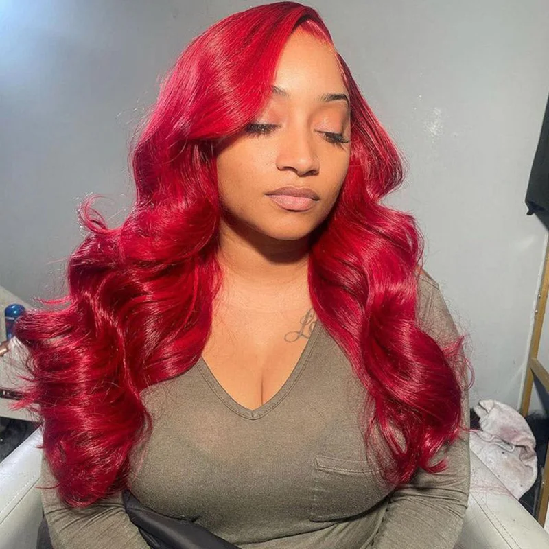 Red Human Hair Bundles Body Wave Virgin Hair With Factory Price Red Color Human Hair Extensions Ready to Ship