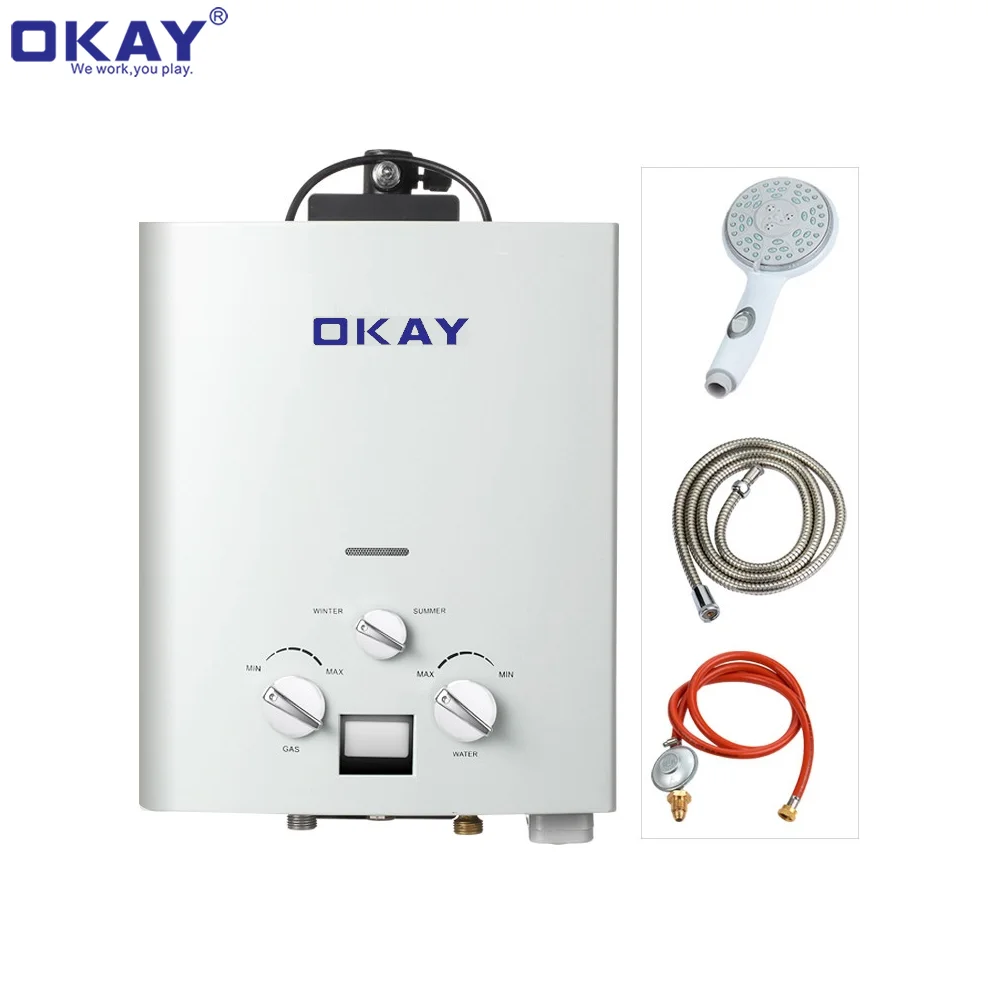OKAY IAPMO Portable Propane 6L Tankless Protection Camping RV Cabin Barn Boat patio Gas Instant Hot Water Heater