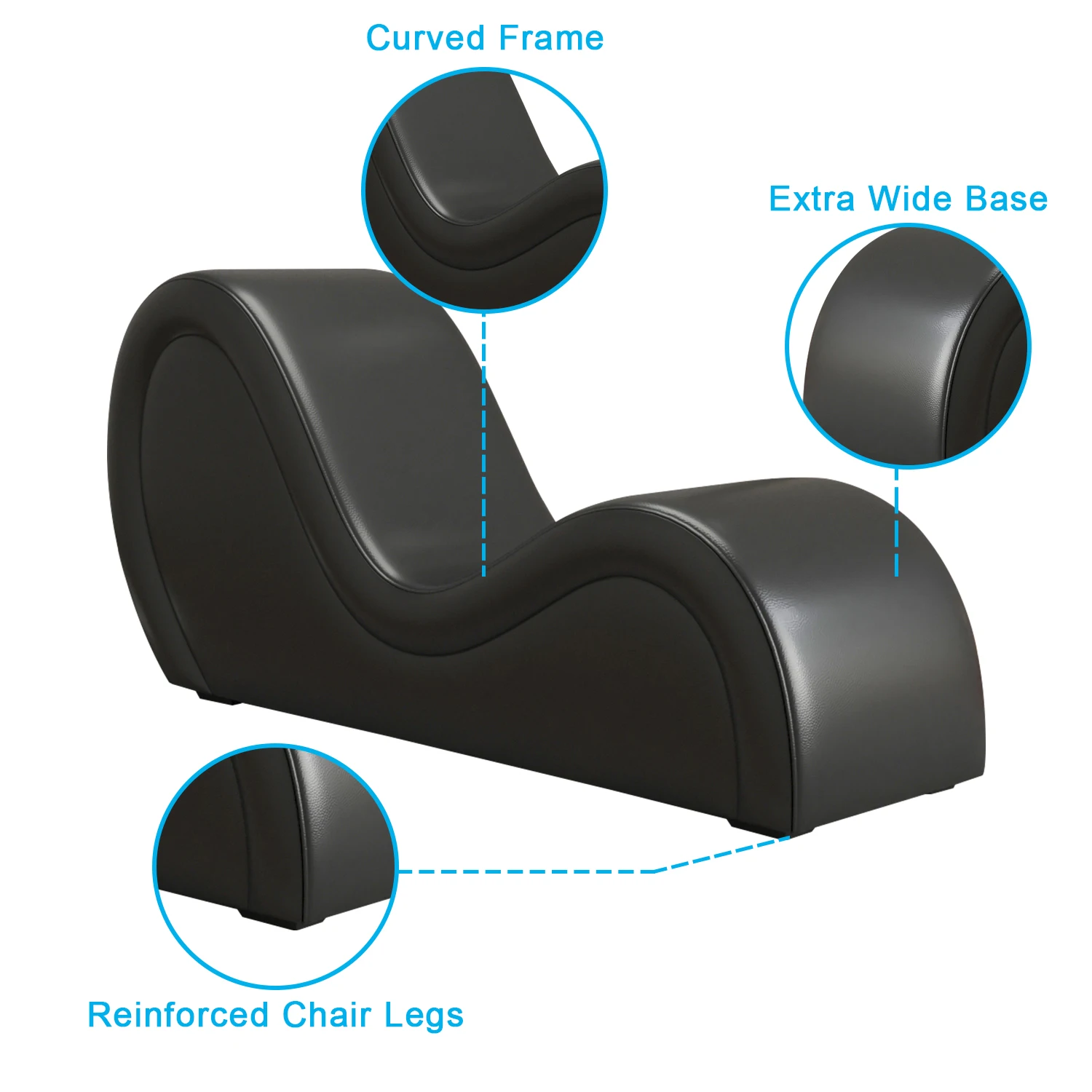 Black Adult Hotel S-Shape Yoga Sex Lounge Chair Love Sofa Sex Furniture