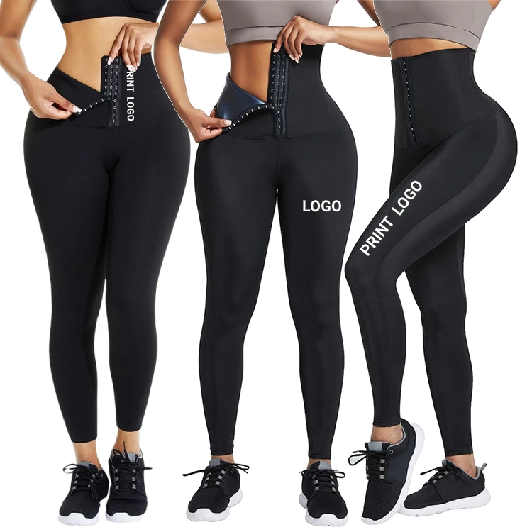 
Custom Logo Women Plus Size Adjustable Hooks Tummy Trimmer Fitness Waist Trainer High Waist Yoga Leggings 