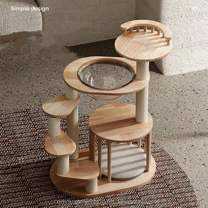 2024 Unique Design Fashion Wood New Bamboo DIY Space Capsule Cat House