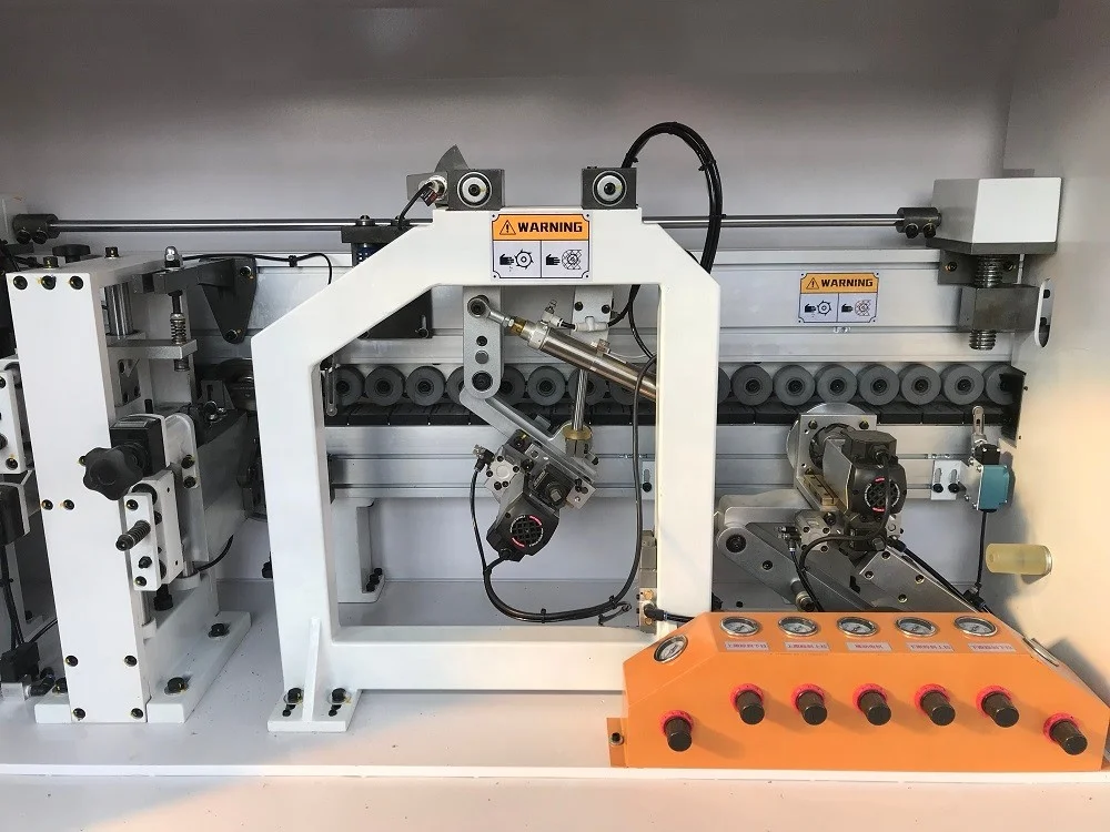 MDF furniture wood door  straight line full automatic edge banding machine with double trimming corner rounding