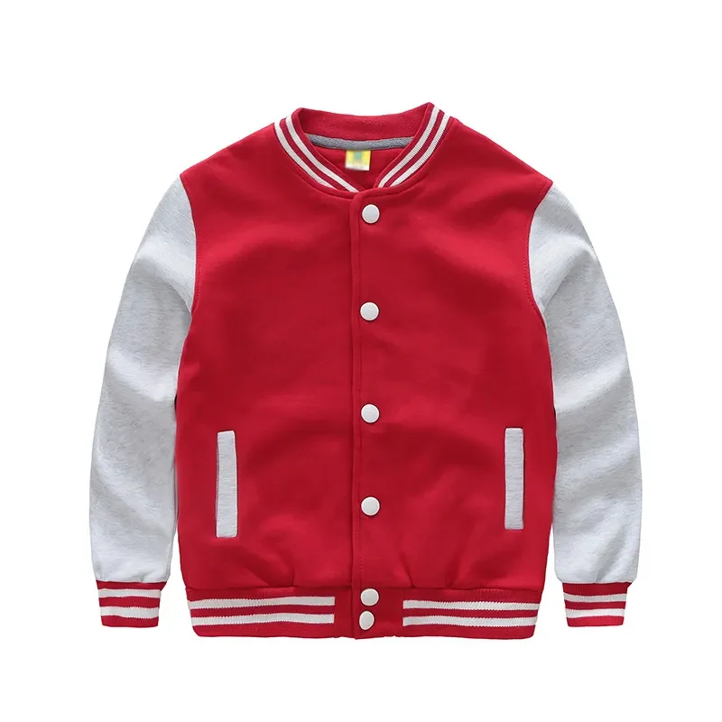 Kid Varsity Jackets With Leather Sleeves Letterman Bomber Jacket Wholesale Blank Boys Kids Baseball Jacket