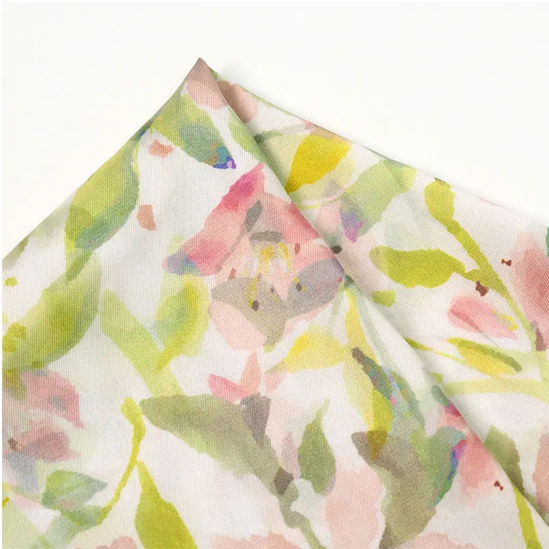 Twill  Korean printed fabric woven polyester active printed fabric dress fabric floral