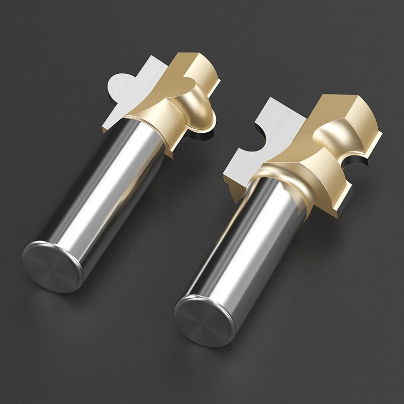 HUHAO 2pcs/set Joint Mortise Tenon Router Bits For Woodworking Glue Half Round Stitching bit Floor T mortis CNC Milling Cutter