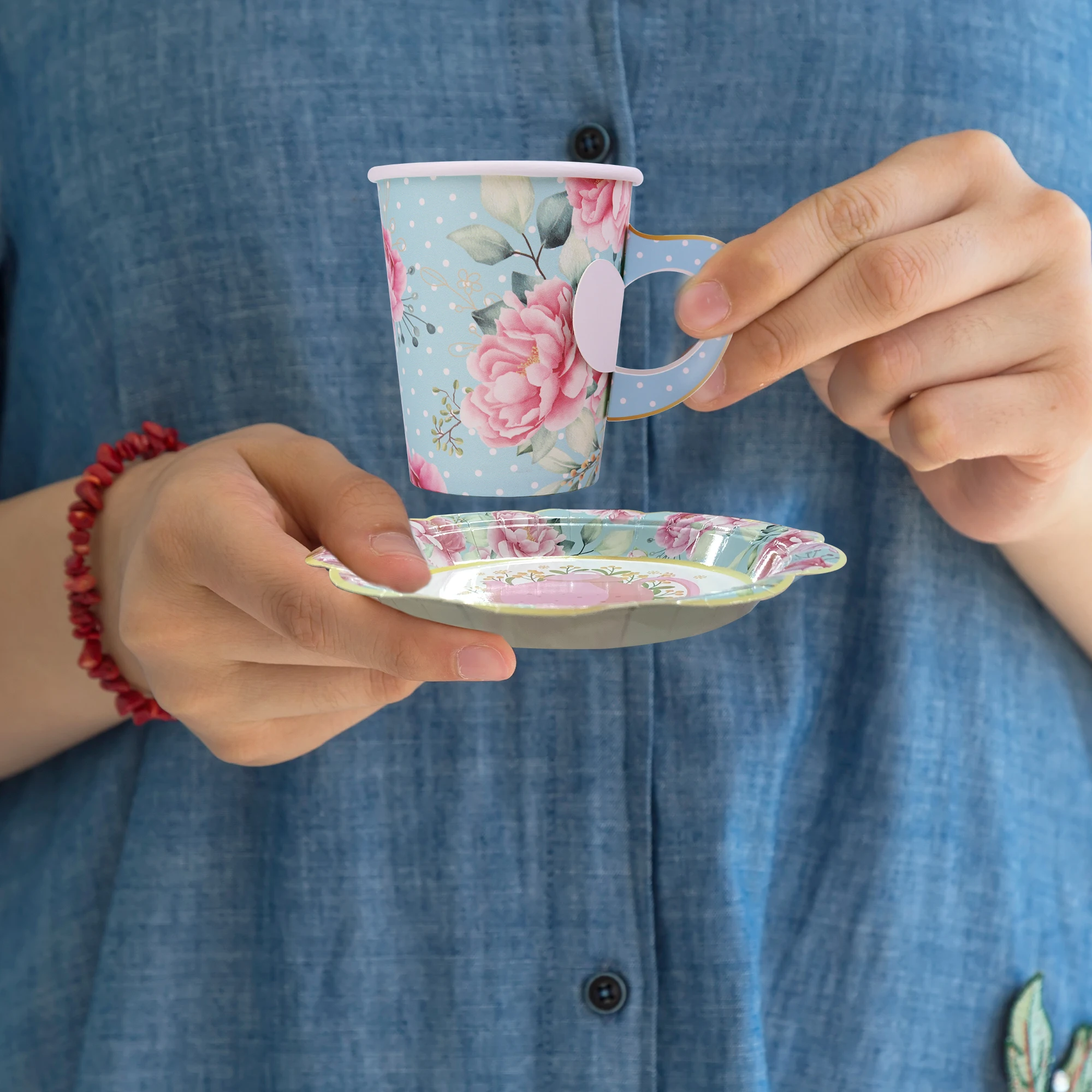 Pafu New Arrival  Party Supplies Serve 16 Kids Birthday Tableware Set  Spring Flowers Tea Party  Paper Plates, Cups, Napkins