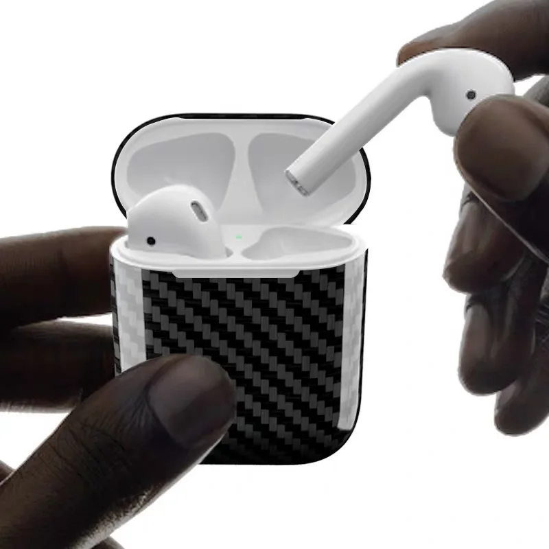 2022 New Design Carbon Fiber Case Cover for Apple Airpods Pro Black/Grey Color Glossy