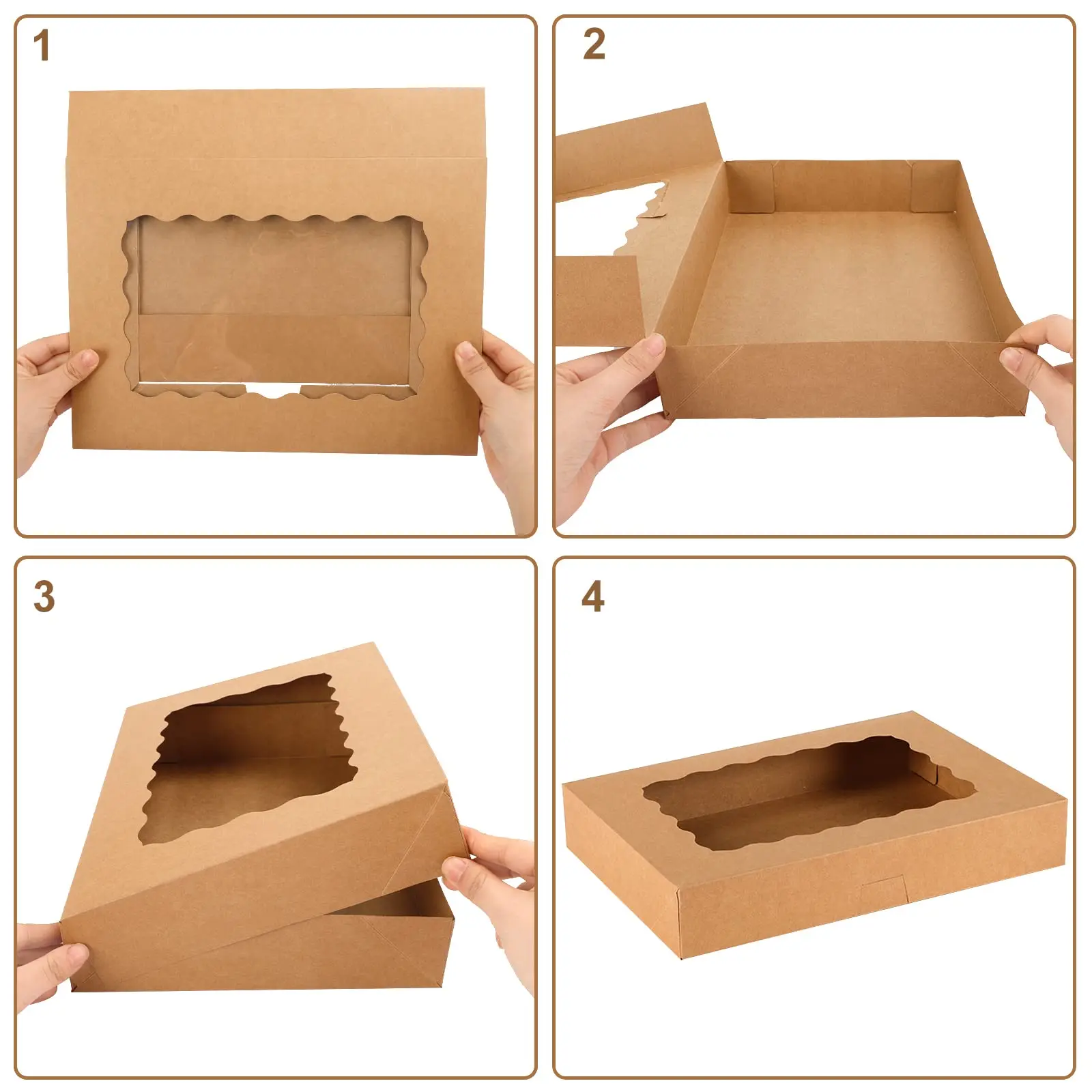 Logo customized  bakery box grease proof oil resistant bakery box kraft box for bakery packaging with clear window