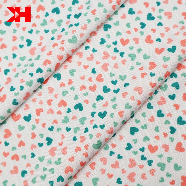 Kahn high quality digital custom printed fabric polyester digital printing on rib fabric