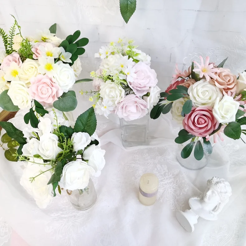 Свадебное украшение на День святого Валентина, металлический обруч, венок, искусственный цветок из пенопласта 48 см для украшения стен, свадебный фон