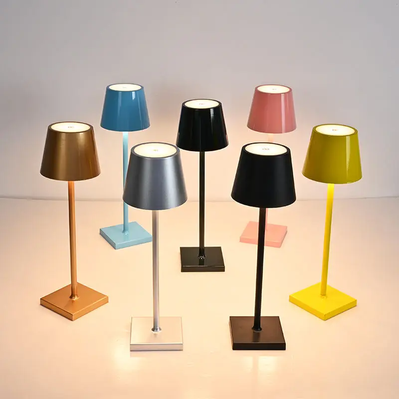 Amazom Hot Sale rechargeable led metal table lamp 3-level Touch Dimming LED Desk Light for bedroom restaurant
