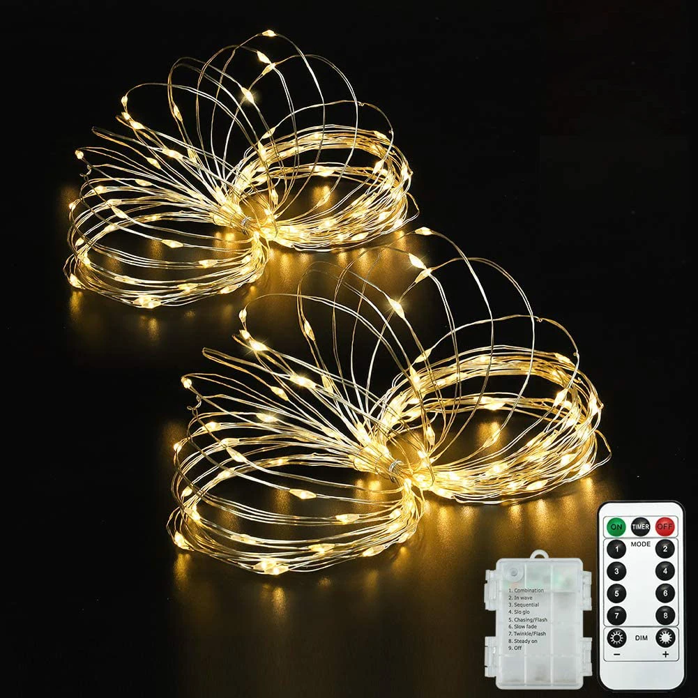 16.5ft 50 LED Warm White Copper String Lights 8 Modes Christmas Fairy Lights 3AA Battery luces de navidad led christmas
