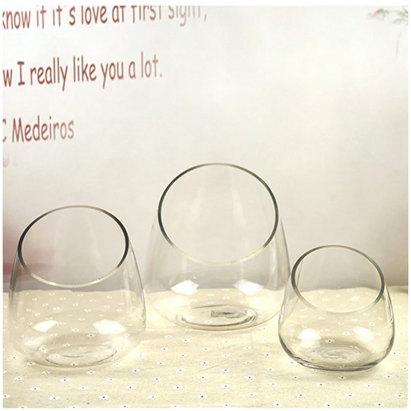 Oblique micro landscape decoration vase Succulent plant vase Moss micro landscape glass flower container