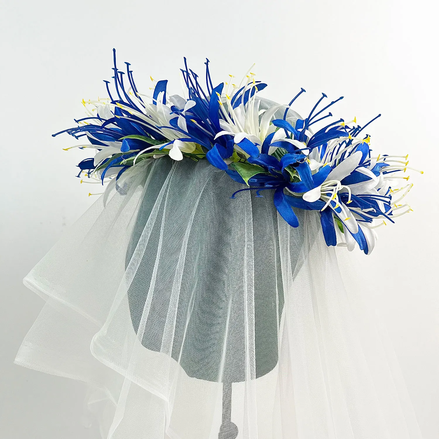 Artificial Spider Lily Headband Hawaiian Haku For Luau Merrie Monarch Polynesian Hula Dance Samoan Fabric Flower Headband Piece