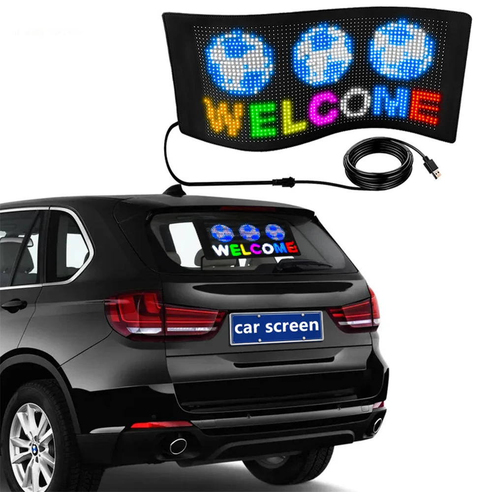 App Control Led Sign Board Flexible Usb Rgb Led Car Signs Programmable Custom Scrolling Message Digital Display Led Matrix Panel