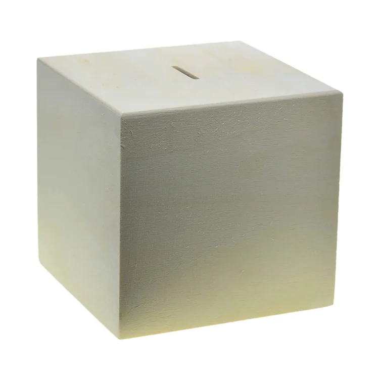 Hot sale natural unfinished money bank coin holder adult piggy bank box