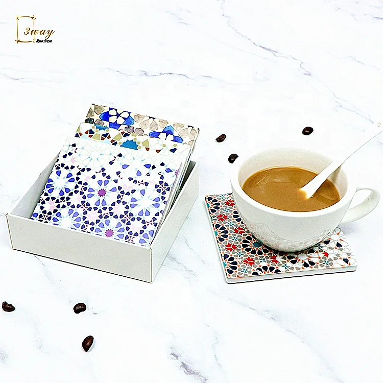 OEM Home Decoration Mats & Pads Coaster Cup Mats Tile Ceramic Custom Mosaic Printing Table Square Sustainable Everyday Support