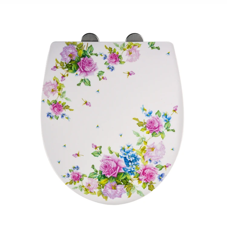 Customer design slow fall duroplast print decoration round decor uf toilet seat cover