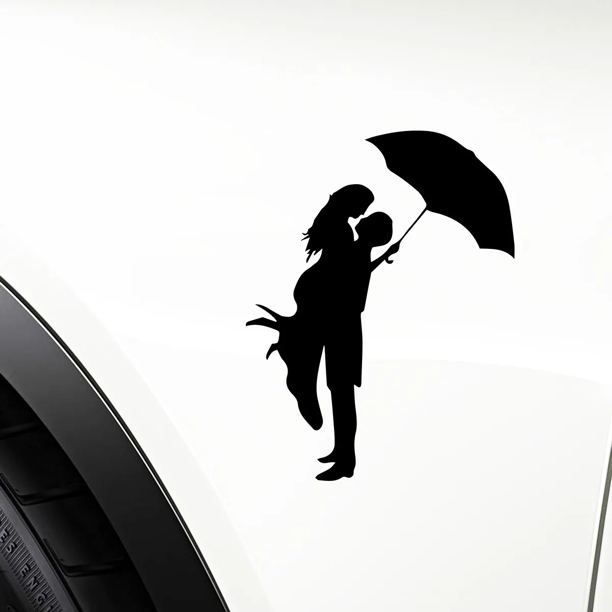 Kissing Couple With Umbrella Romantic Love Vinyl Decal Car Truck Bumper Window Laptop Sticker Decor Gift Die Cut Decals Glass
