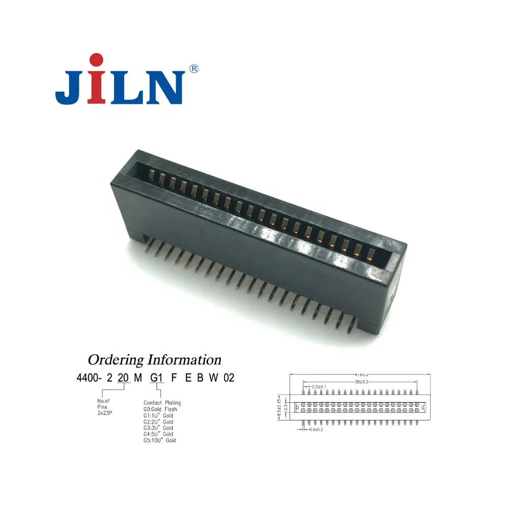 2.0mm spacing card edge connector female 14.5mm high  type with position 20P SMT electronic gold finger connector