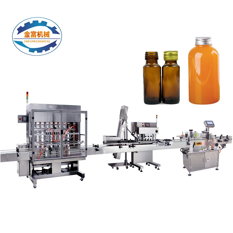 Full-Automatic Linear Type Glass Plastic Bottles Liquid alcohol Wine Drinks Filling And Capping Machine Line