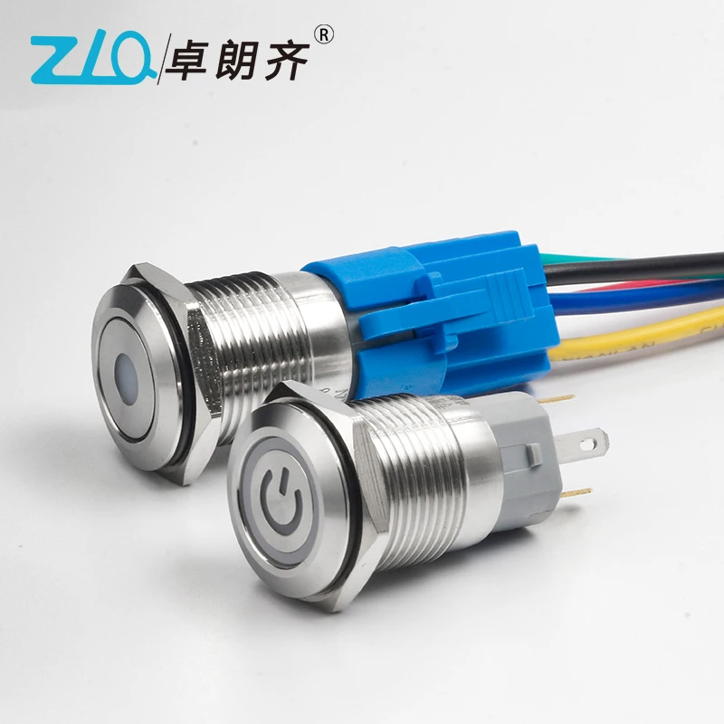 Hot selling IP67 Anti vandal Pushbutton 16mm Metal Switch LED