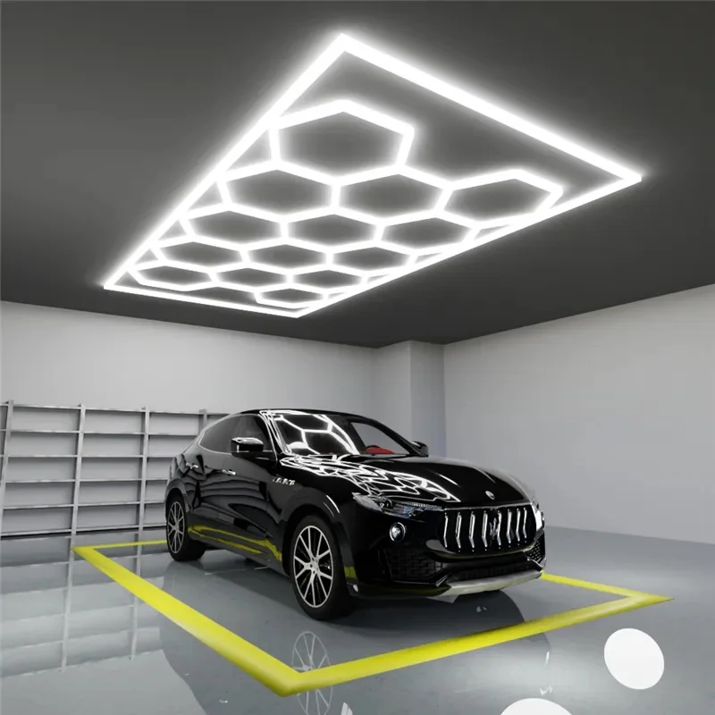 Professional Factory Customized Hexagon Led Light Workshop Honeycomb Garage Work Led Light Car Detailing Lights