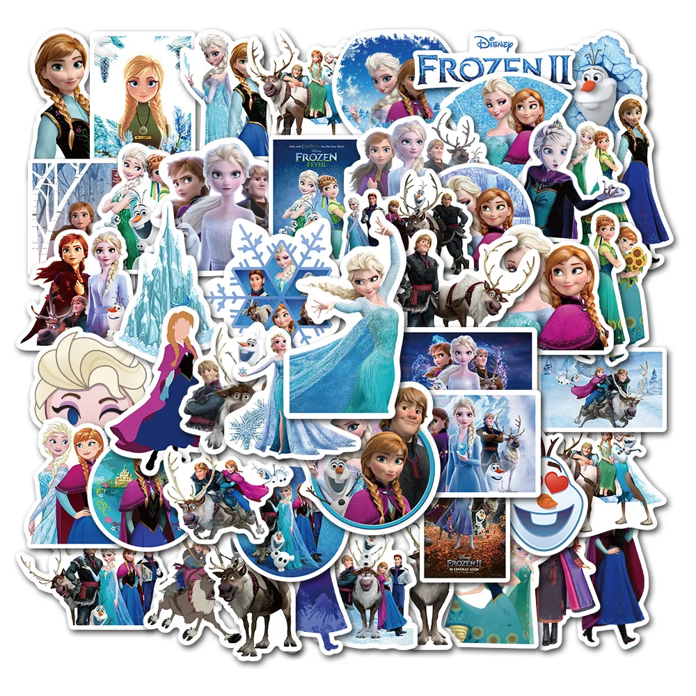 50 Pcs Frozen 2 Stickers Princess Elsa Graffiti Frozen Sticker for Kids on Laptop Skateboard Suitcase Bike