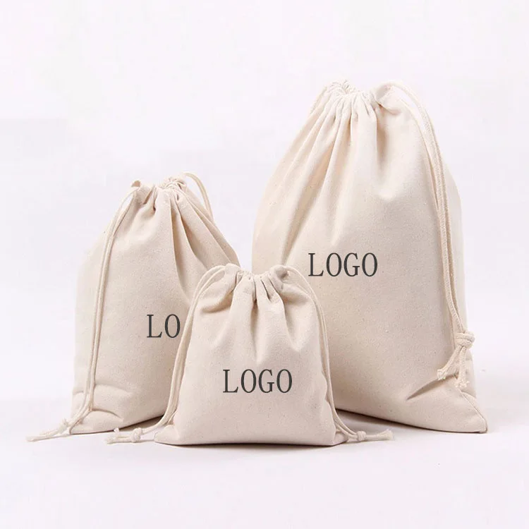 Custom Logo Printed Cotton Linen Candle Soap Pouch Eco Friendly Gift Drawstring Bag