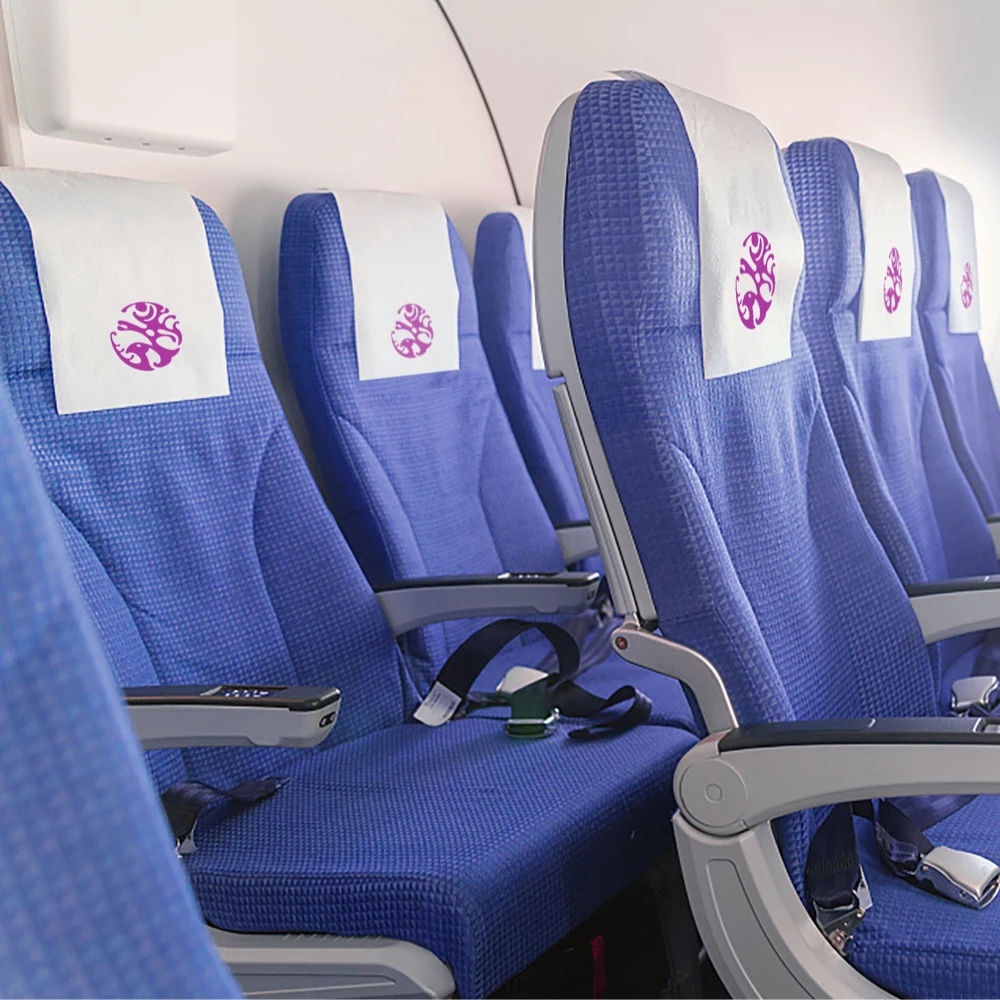 Custom Print inflight disposable non woven headrest cover airline headrest cover