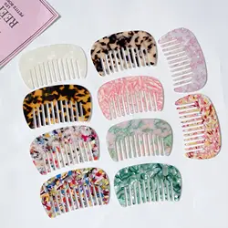 Custom Anti Static Detangle Acetic Acid Hair Comb Portable Marble Cushion Wide Tooth Hair Brush Cellulose Acetate Comb