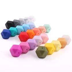 17mm BPA Free Food Grade Baby Teether Hexagon Silicone Teething Beads loose beads Wholesale for jewelry