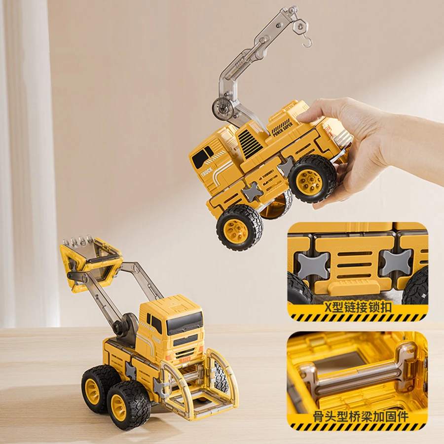 Magnetic Deformation Construction Truck Magnetic Tiles Engineering Toy for Kids Magnetic DIY Assembly Toy