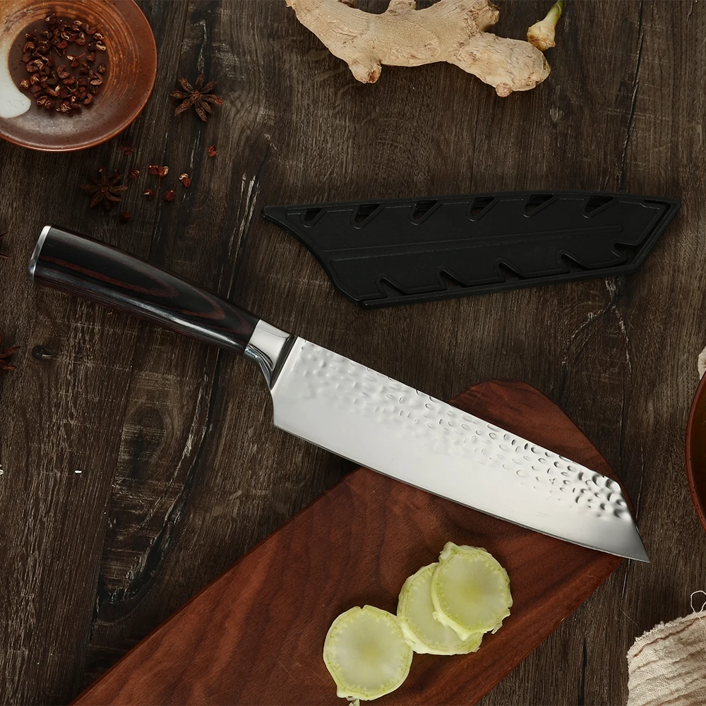 Super sharp Non Stick Hammer Blade Wood Handle 440C 4Cr13 Stainless Steel Chopping Set Kitchen Knives 4pcs Knife Set