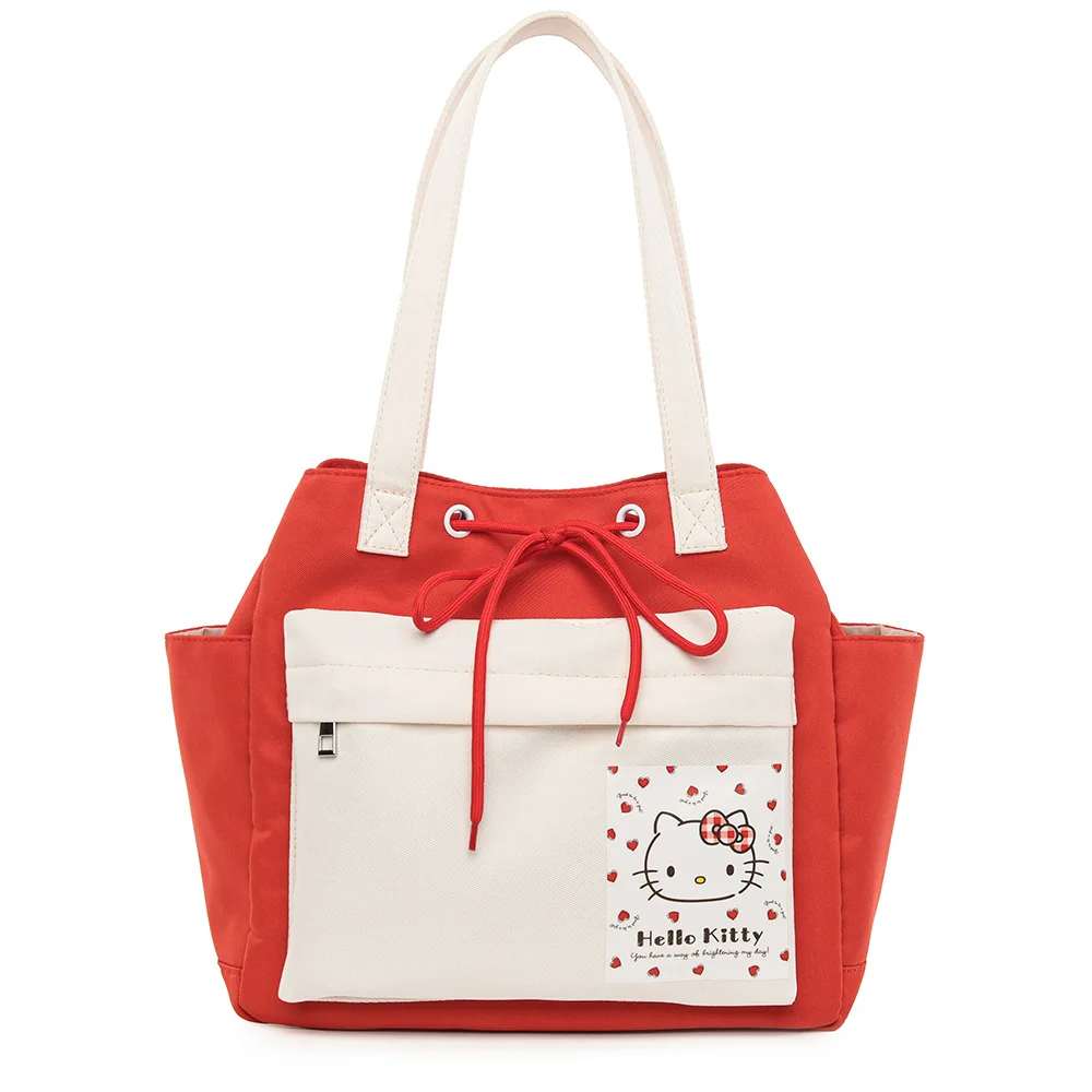 Hello KT Canvas Tote Bag drawstring bag Large Capacity CMM Cartoon Handbag mummy bag large organizer with zipper small pocket