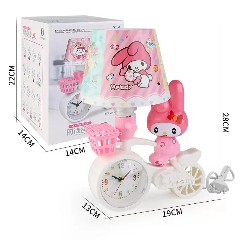 DHF843 New Wholesale Character Small Night Light Cartoon Bicycle Alarm Clock Desk Lamp Bedroom Lovely Sleep Bedside Lamp