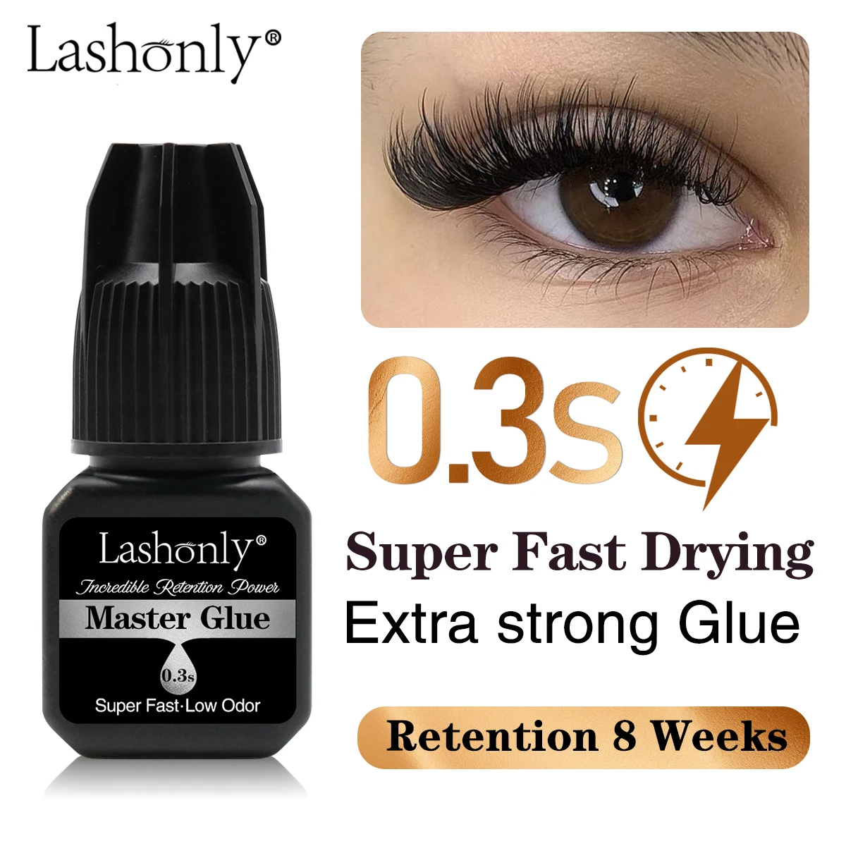 Сверхбыстрый клей для ресниц Lashonly 0 3 s 5 мл с низким запахом логотипом индивидуальная этикетка