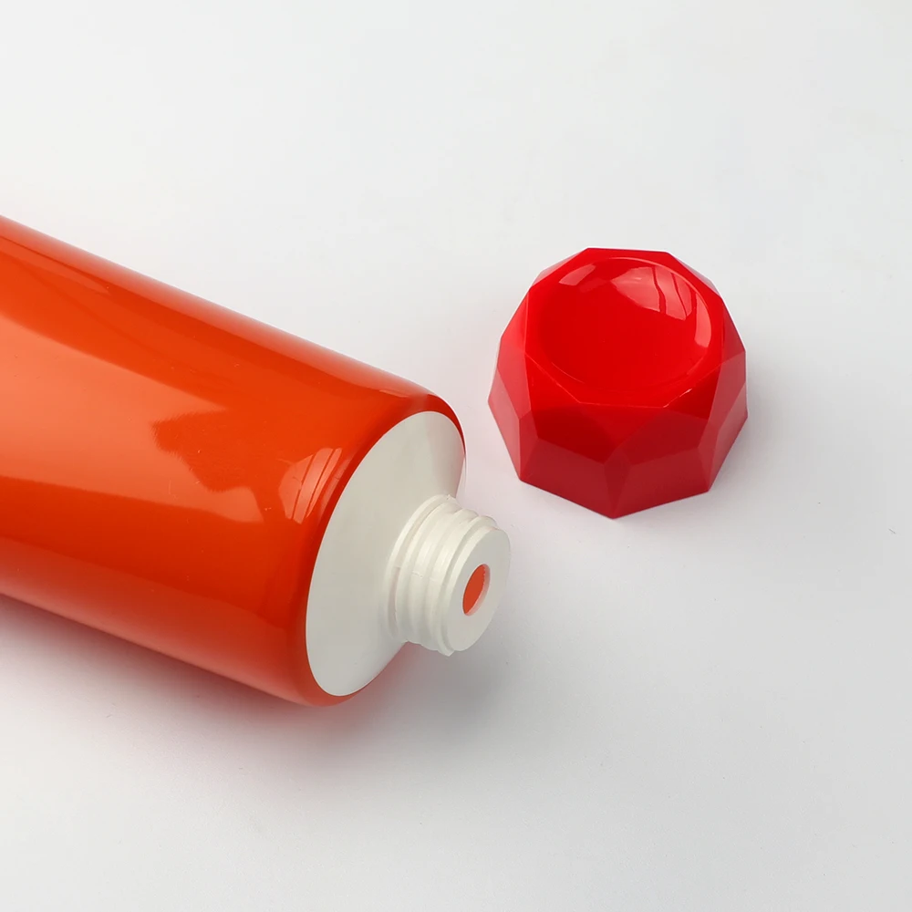 Customized Luxury Screw Cap Bright Red Soft Plastic PE Tube Cosmetic Container for Hand Face Cream Lotion Hair Care Conditioner