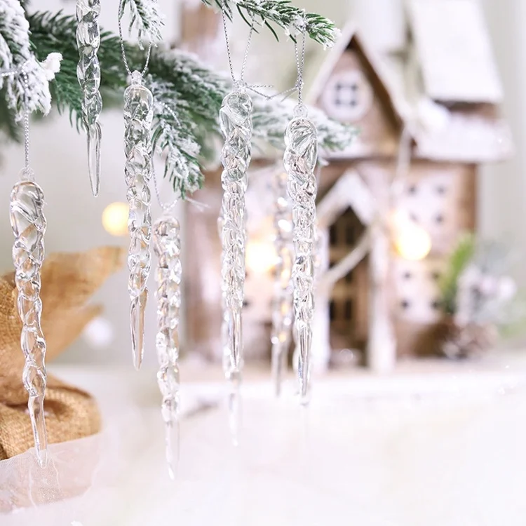 Xmas tree decorations clear acrylic ice sticks pendant transparent Icing strips decor christmas ornament icicles