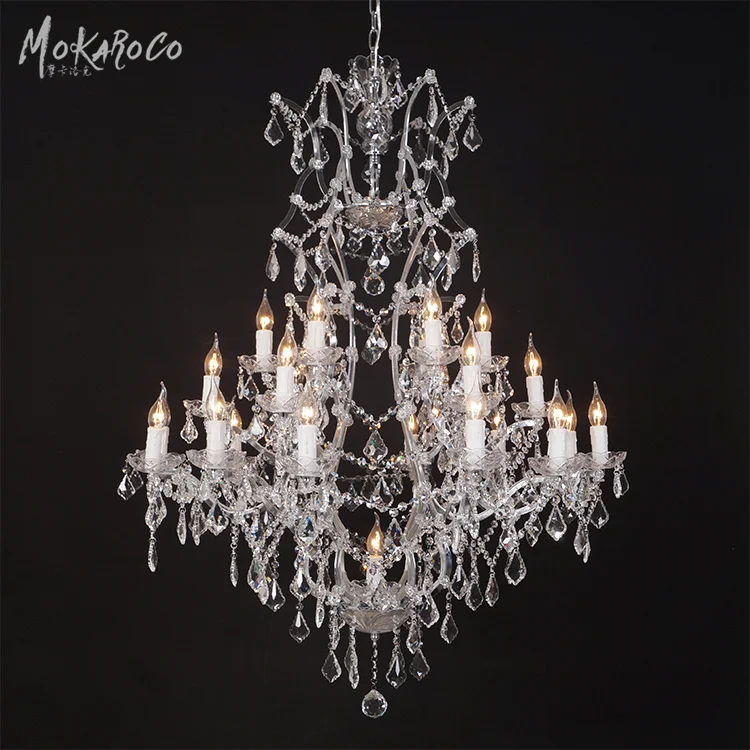 19th C. Rococo Iron Crystal Chandelier Lighting large villa crystal chandeliers
