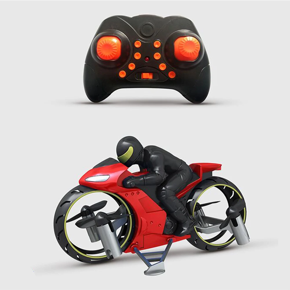 Land and air dual mode four axis motorcycle aircraft one key stunt light aircraft remote control vehicle